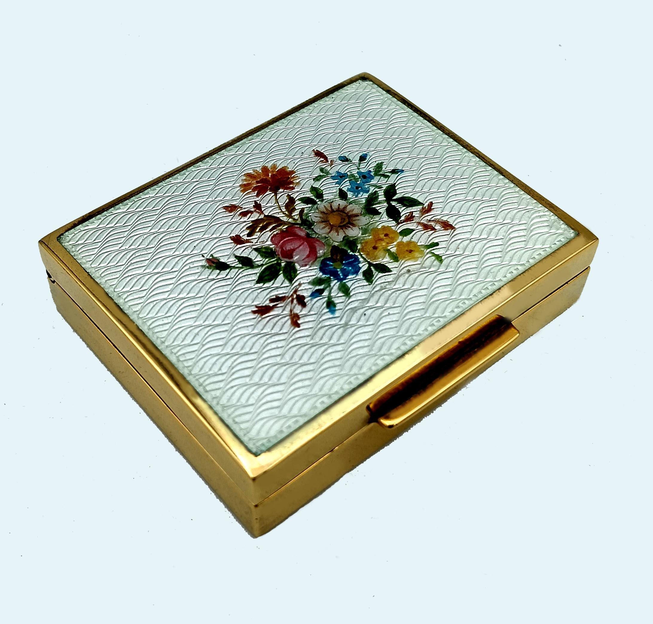 Portapillole rettangolare in argento Sterling Art Nouveau con miniatura floreale Salimbeni In condizioni ottime in vendita a Firenze, FI