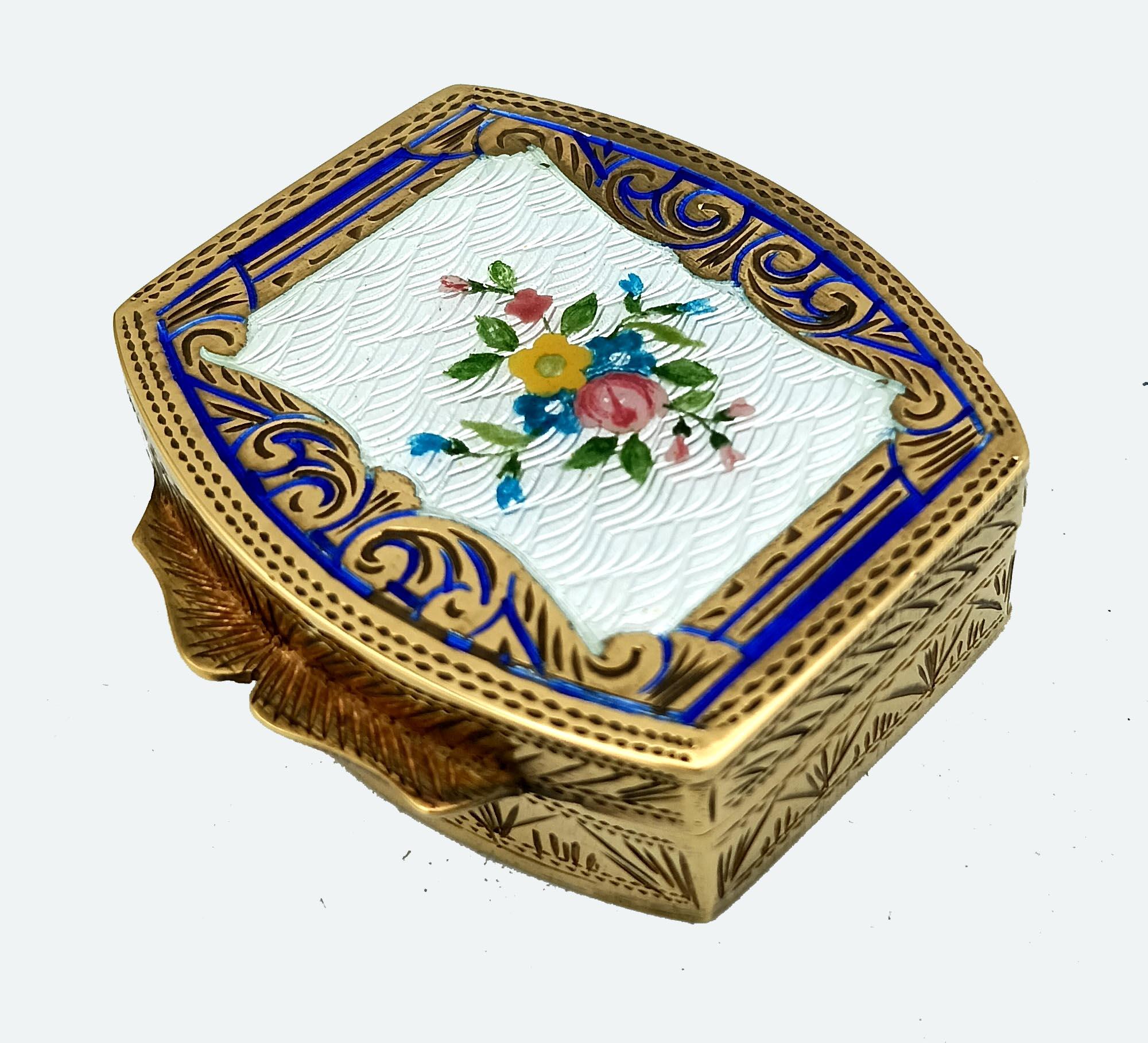 Italian Pill Box Round, domed in Silver Sterling Enamel on a guilloche pattern Salimbeni For Sale