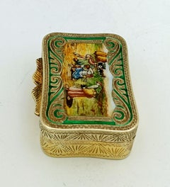 Pill Box shaped Louis XVI hand painted miniature Sterling Silver Salimbeni