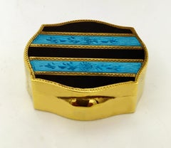 Pill Box  shaped Silver Sterling Enamel hand-painted striped Salimbeni