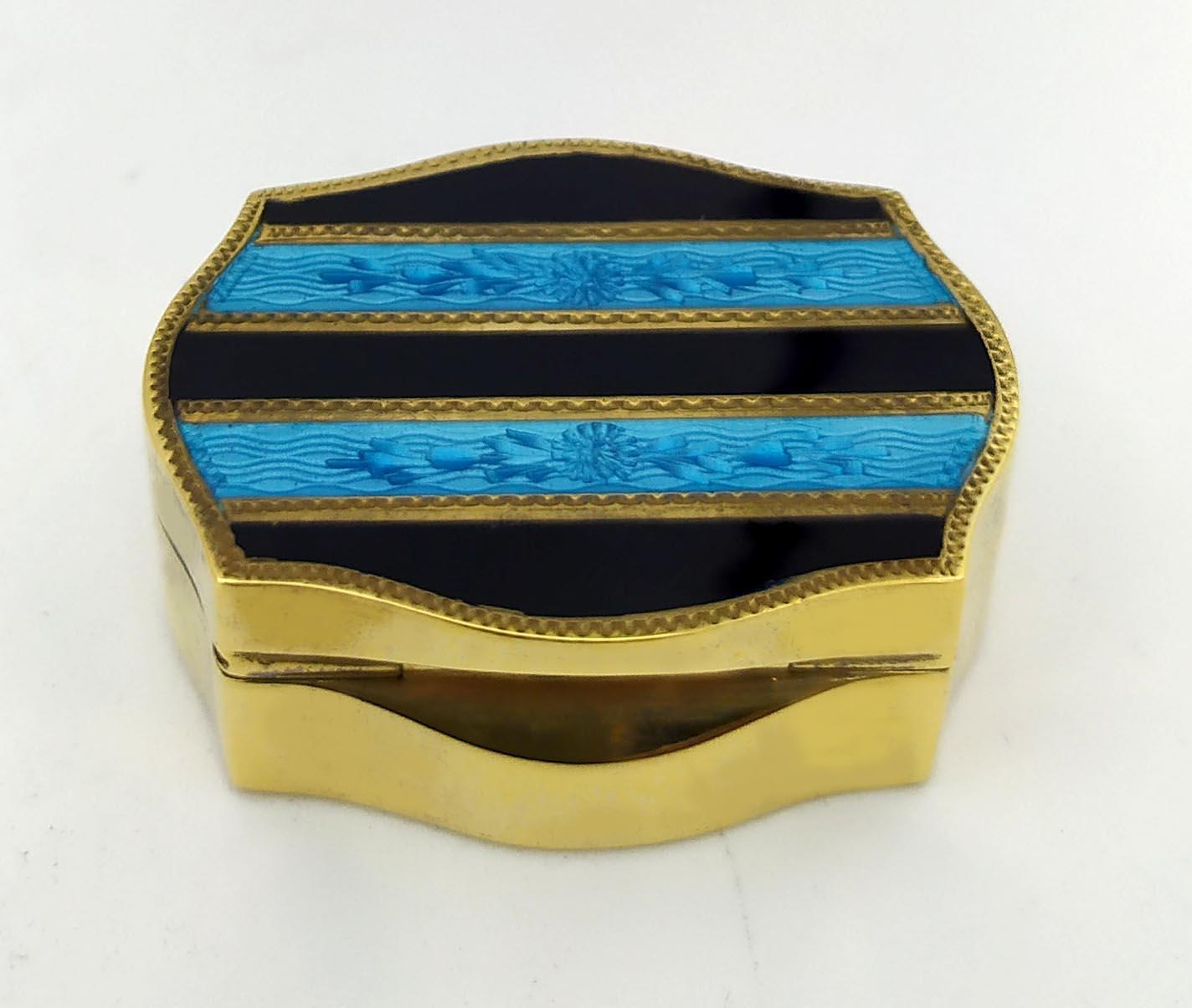 Italian Pill Box  shaped Silver Sterling Enamel hand-painted striped Salimbeni For Sale