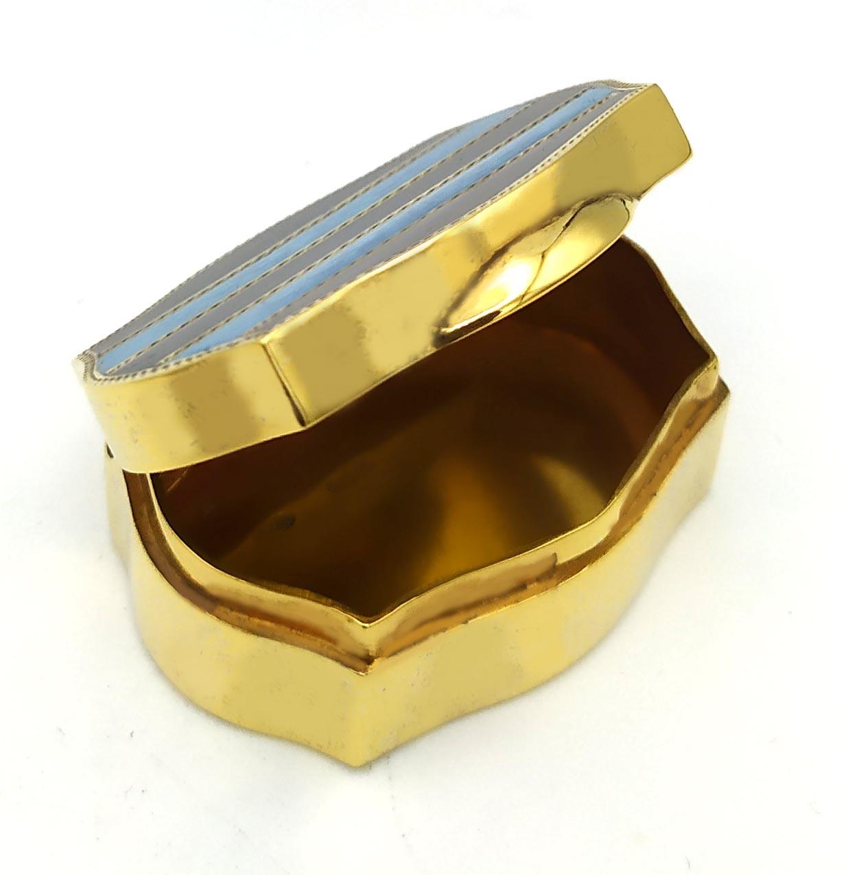 Pill Box  shaped Silver Sterling Enamel hand-painted striped Salimbeni In Excellent Condition For Sale In Firenze, FI