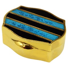 Vintage Pill Box  shaped Silver Sterling Enamel hand-painted striped Salimbeni