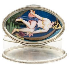 Pill box silver and enamel