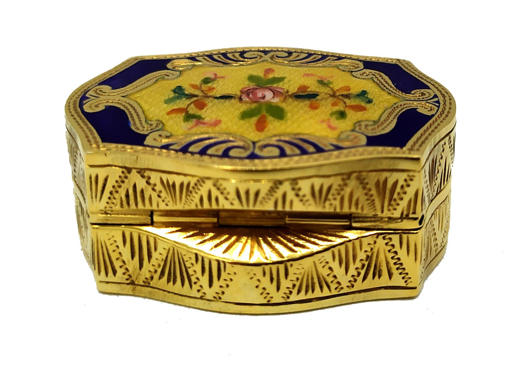 Italian Pill Box Silver Sterling Enamel Art Nouveau style Salimbeni