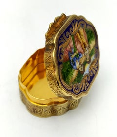 Boîte à pilules Salimbeni miniature de style Louis XVI peinte à la main en argent sterling et émaillée