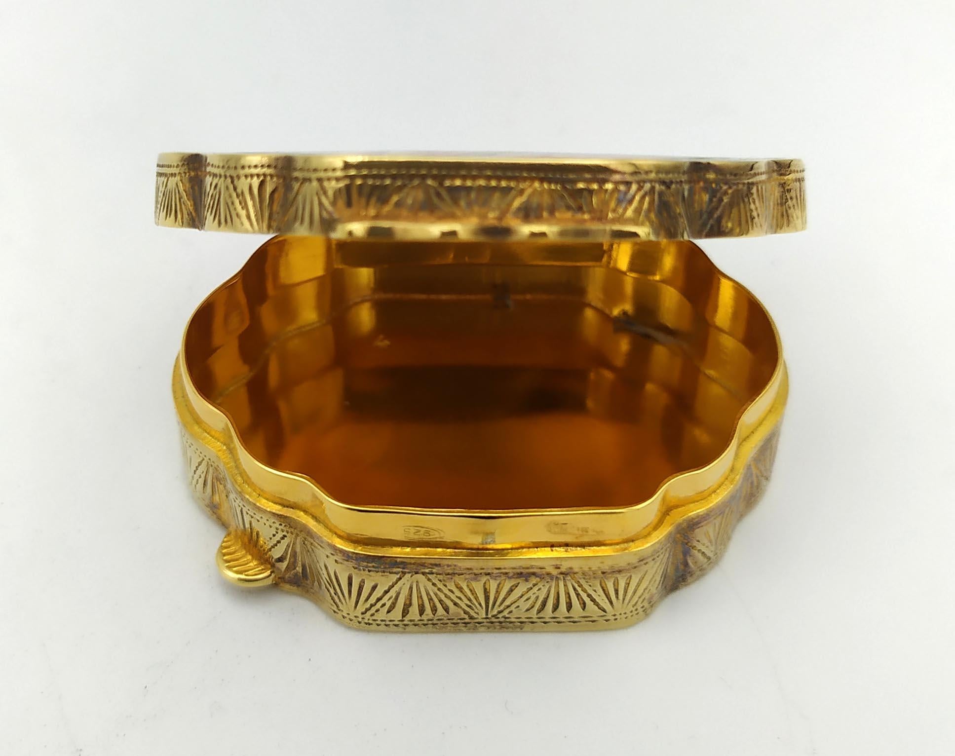 Fine XX secolo Portapillole in argento Sterling Enamel dipinto a mano in stile Luigi XVI in miniatura Salimbeni in vendita