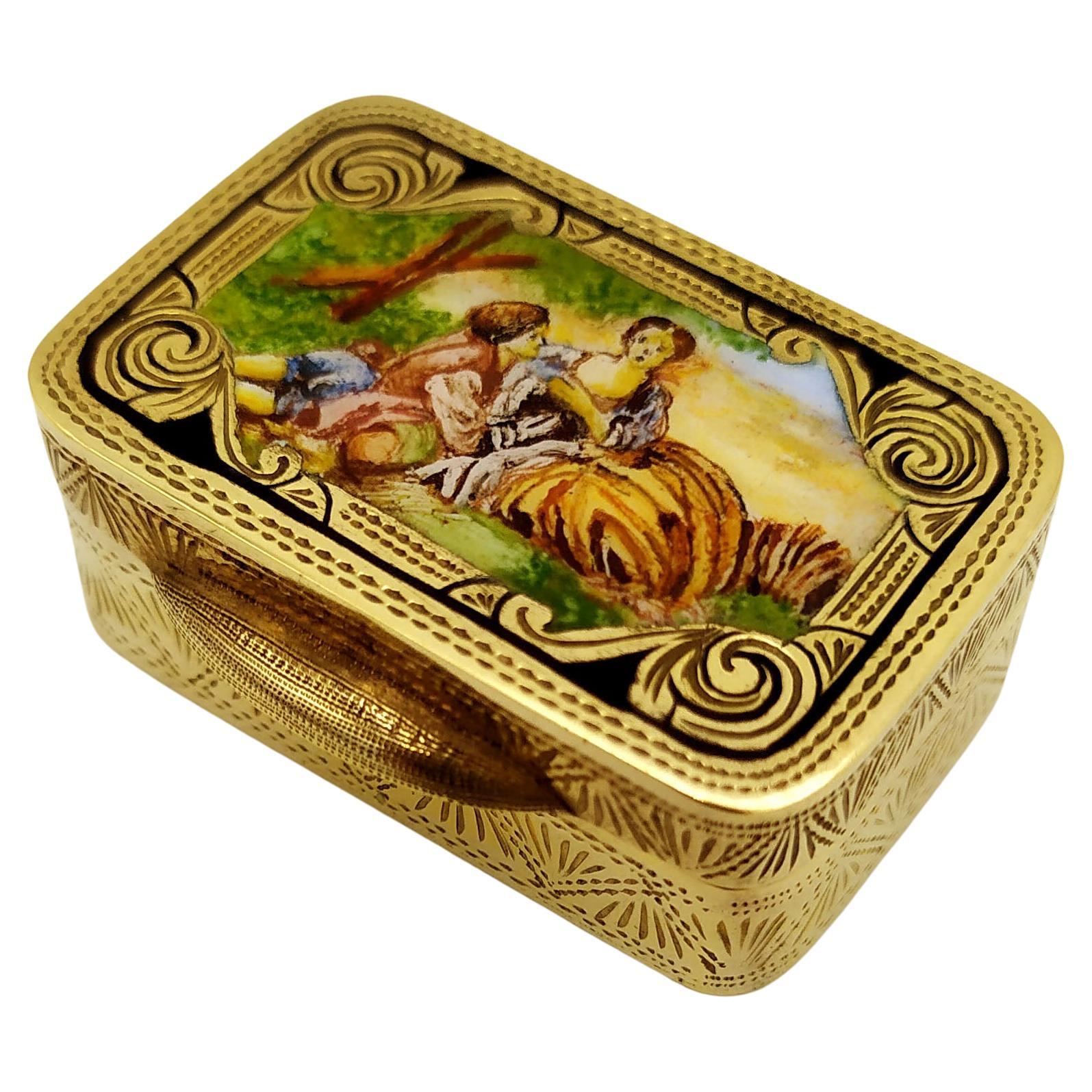 Boîte à pilules rectangulaire de style Louis XVI Salimbeni en argent sterling émaillé