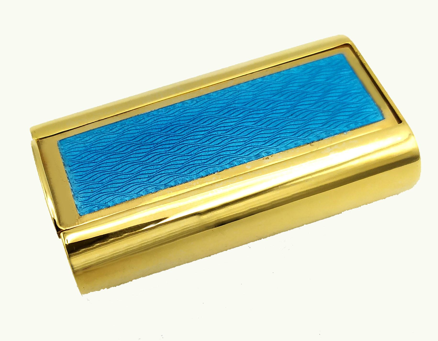 Louis XVI Pill Box Silver Sterling light blue Enamel sliding lid for sweetener Salimbeni For Sale