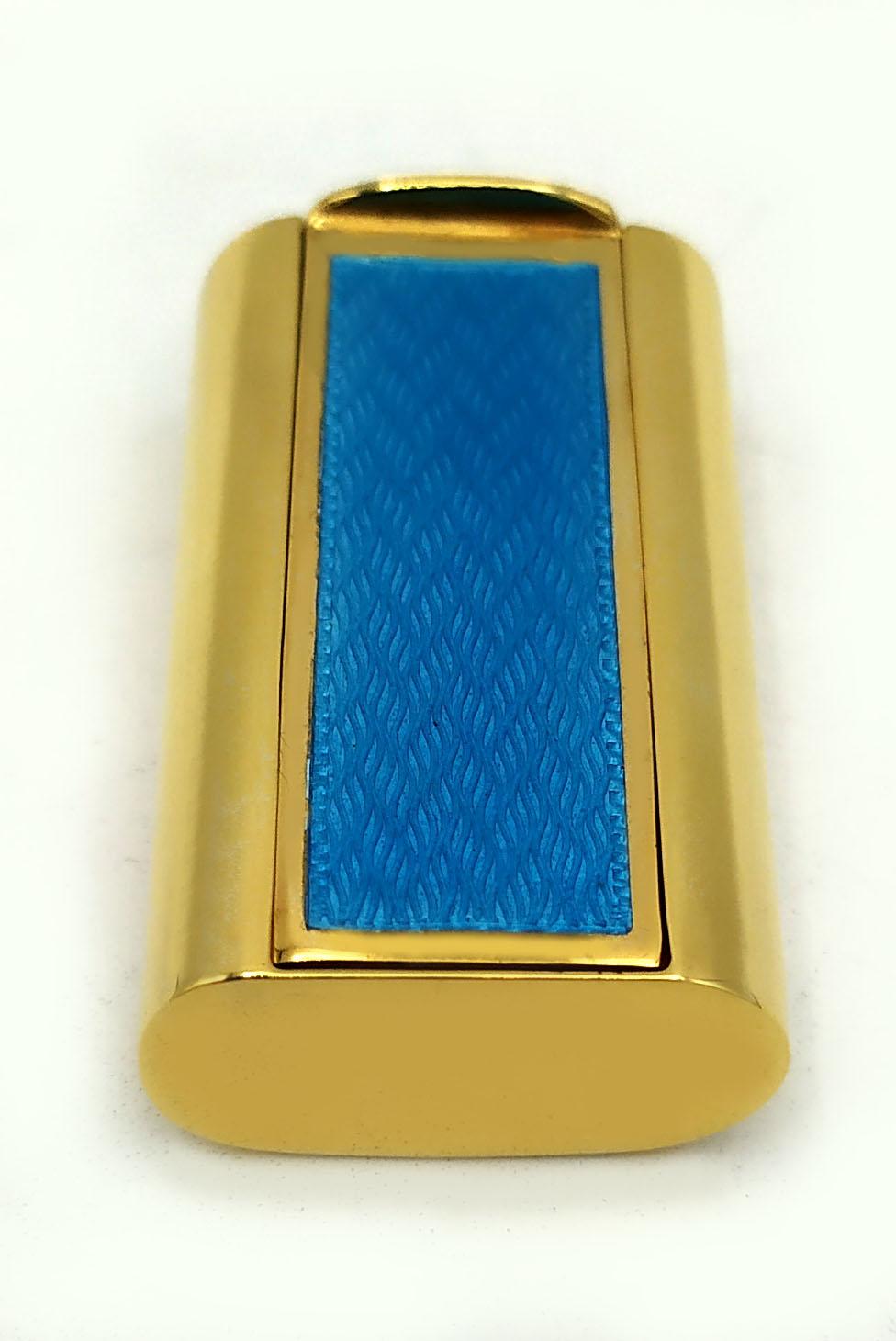 Plated Pill Box Silver Sterling light blue Enamel sliding lid for sweetener Salimbeni For Sale