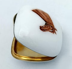 Pastillero cuadrado lados redondeados cabeza de caballo miniatura Plata de Ley Salimbeni