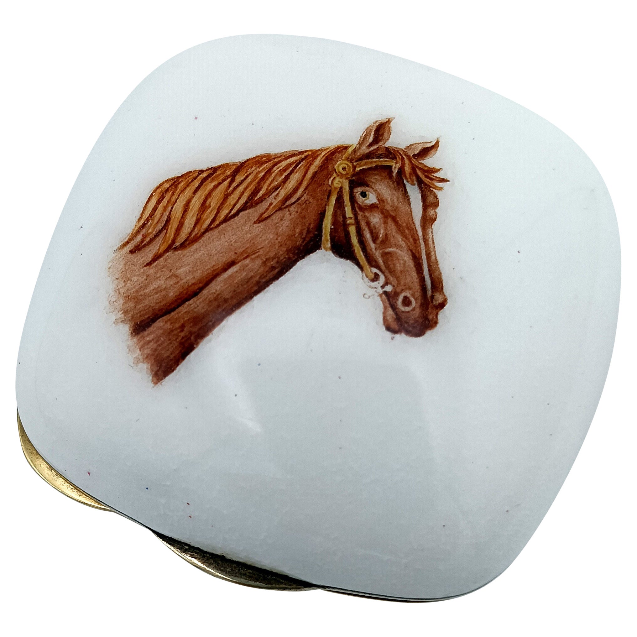 Pill Box Square rounded sides horse
s head miniature Sterling Silver Salimbeni
