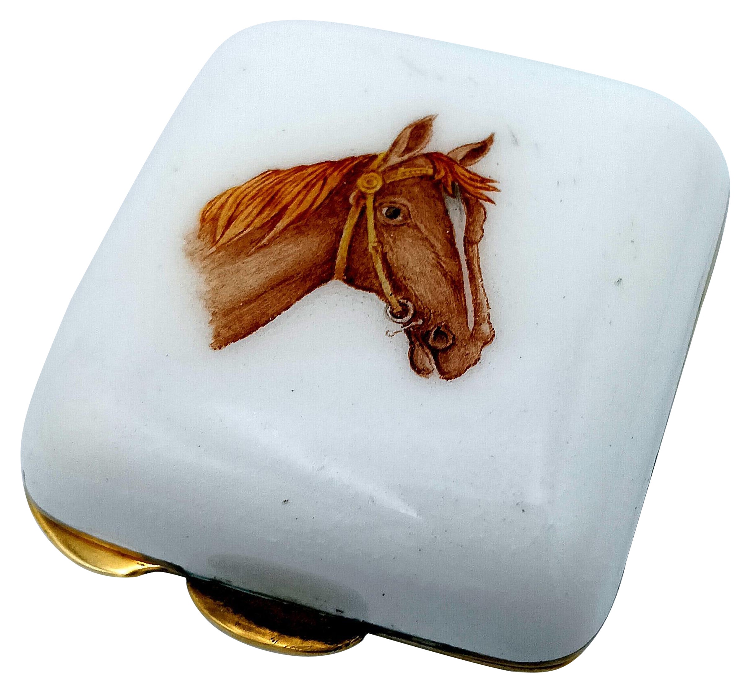 Pill Box Square rounded sides horse
s head miniature Sterling Silver Salimbeni