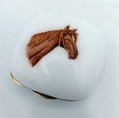 Pill Box Square rounded sides horse's head miniature Sterling Silver Salimbeni