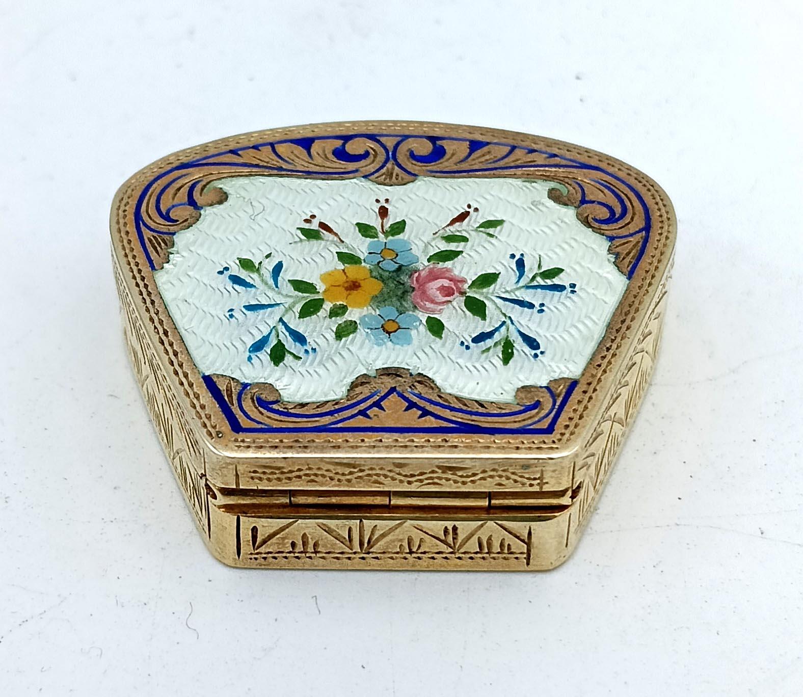 Portapillole in argento Sterling Art Nouveau con miniatura floreale Salimbeni in vendita 3