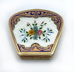 Pill Box Sterling Silver Art Nouveau with floral miniature Salimbeni