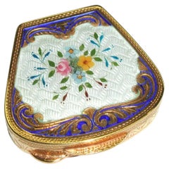Portapillole in argento Sterling Art Nouveau con miniatura floreale Salimbeni