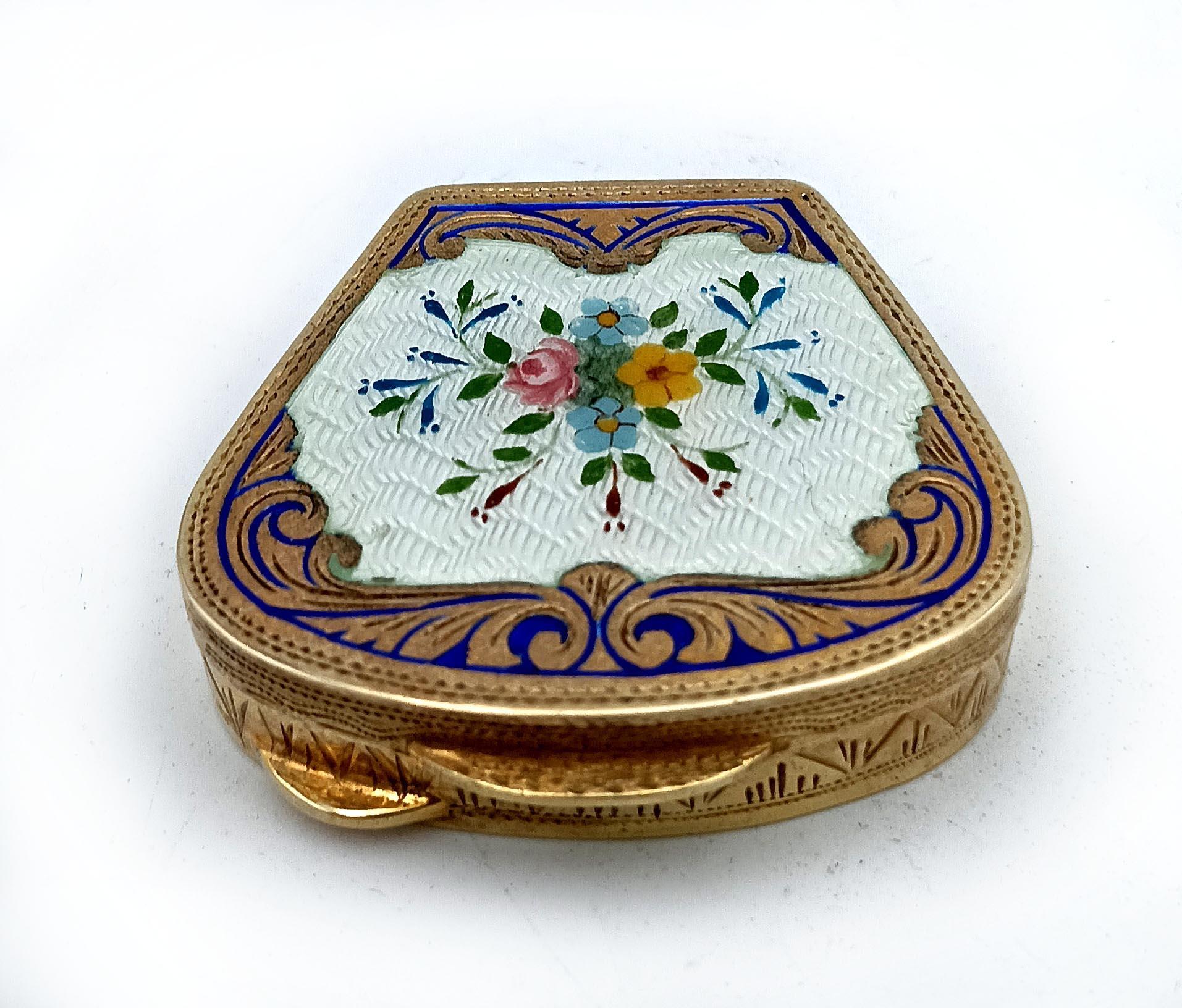 Fine XX secolo Portapillole in argento Sterling Art Nouveau con miniatura floreale Salimbeni in vendita