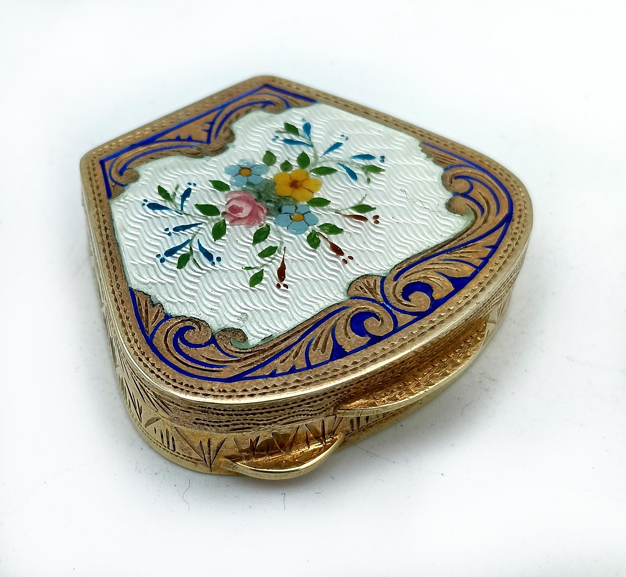 Portapillole in argento Sterling Art Nouveau con miniatura floreale Salimbeni in vendita 1