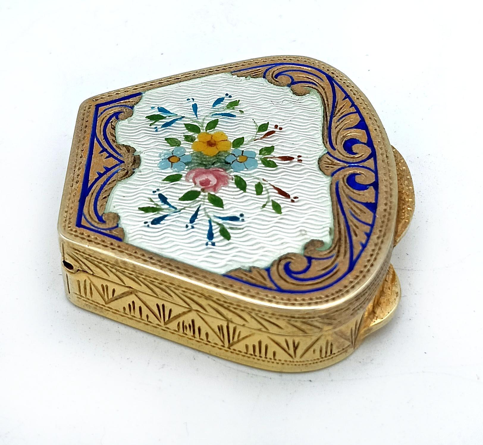 Portapillole in argento Sterling Art Nouveau con miniatura floreale Salimbeni in vendita 2