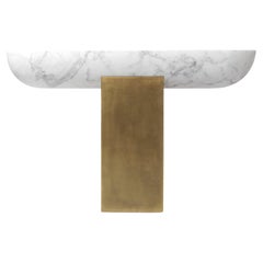 Pill Console Table in Italian Marble and Brass