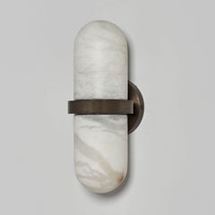 Pill In Alabaster And Brass Wall Sconce