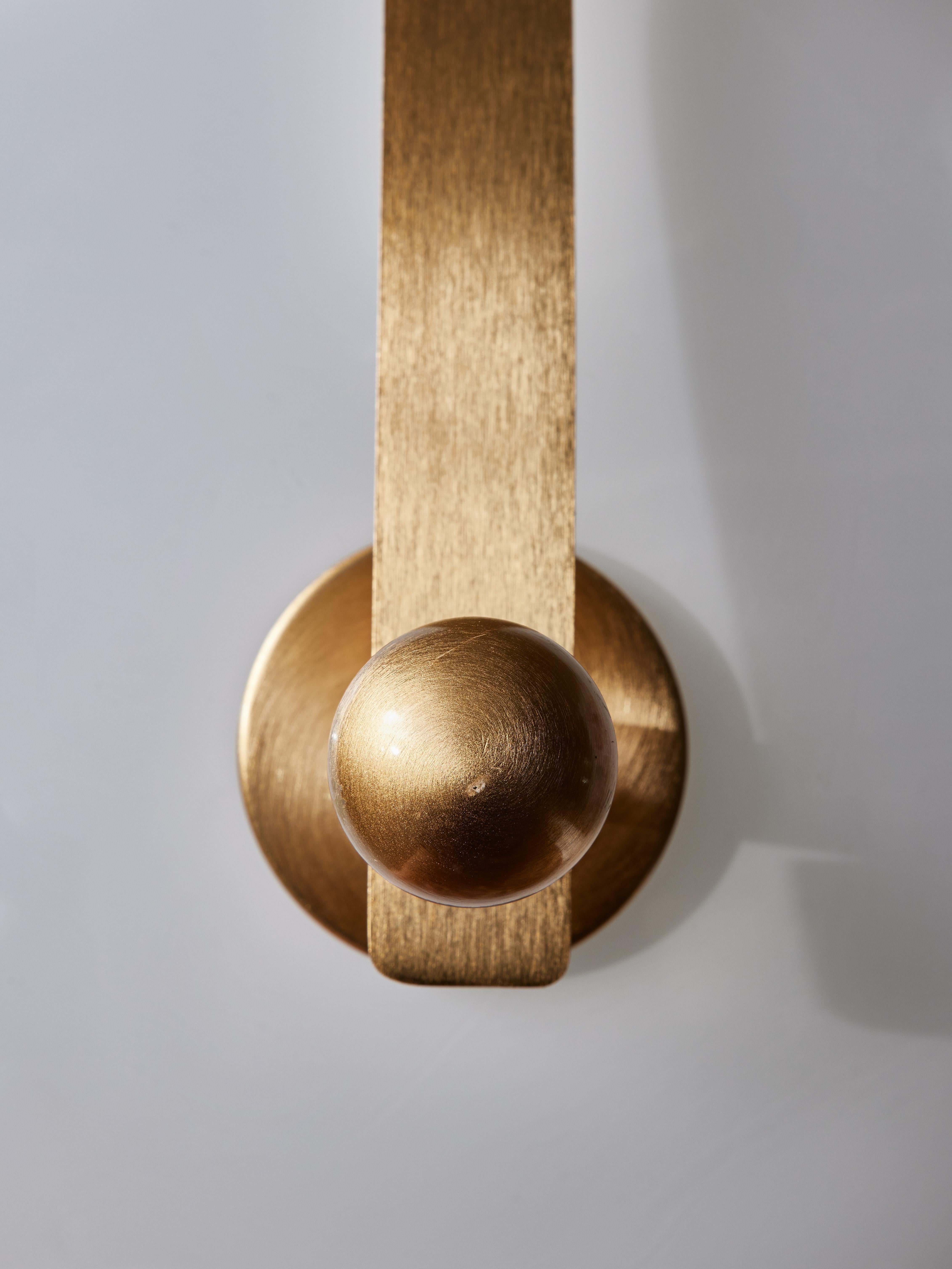 Modern Pill Shaped Brass and Opaline Glass Suspension