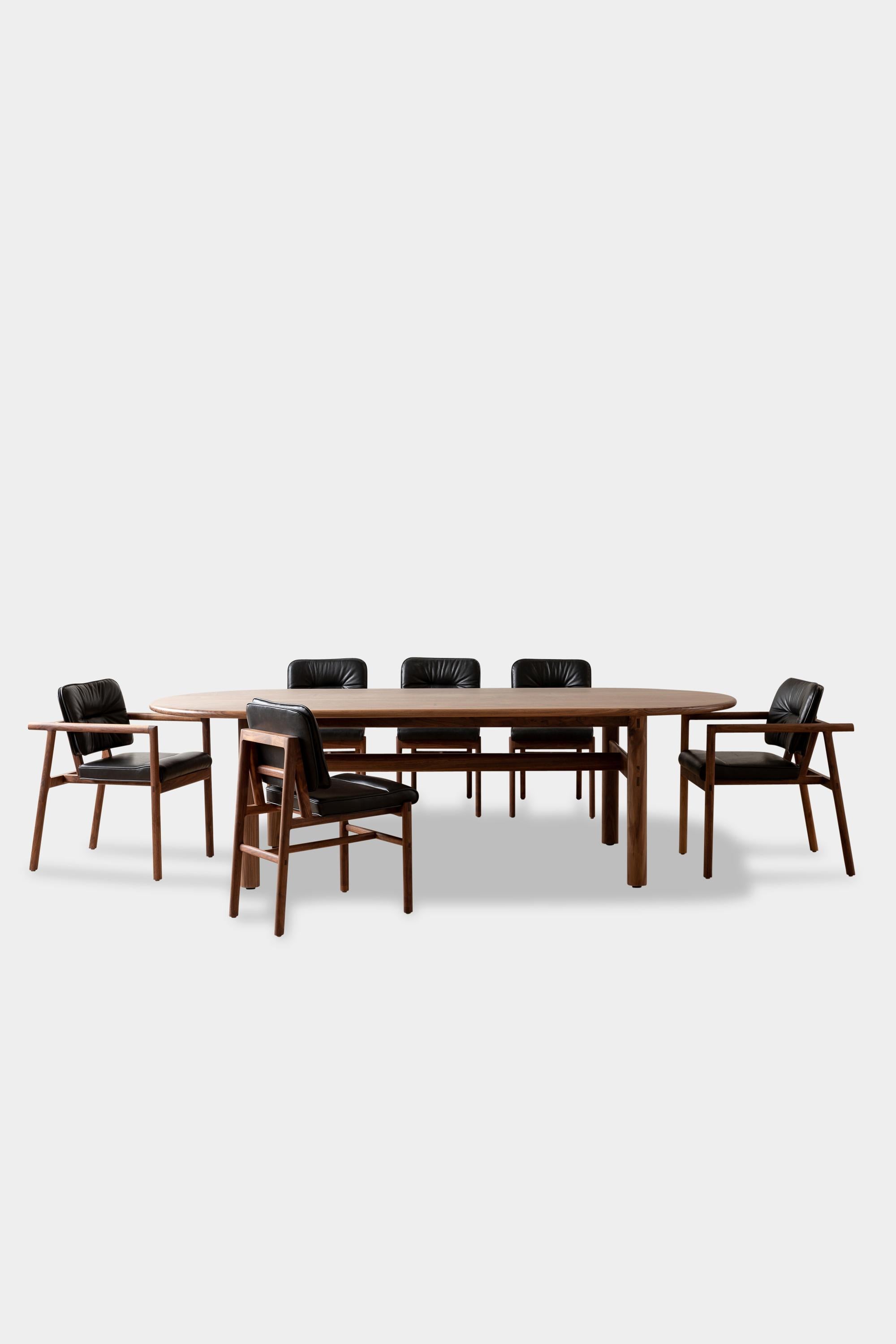 Contemporary Pill Top 9ft long PALANG Dining Table in Walnut For Sale
