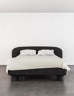 PILLAR BED - Modern Bed  in Black Boucle