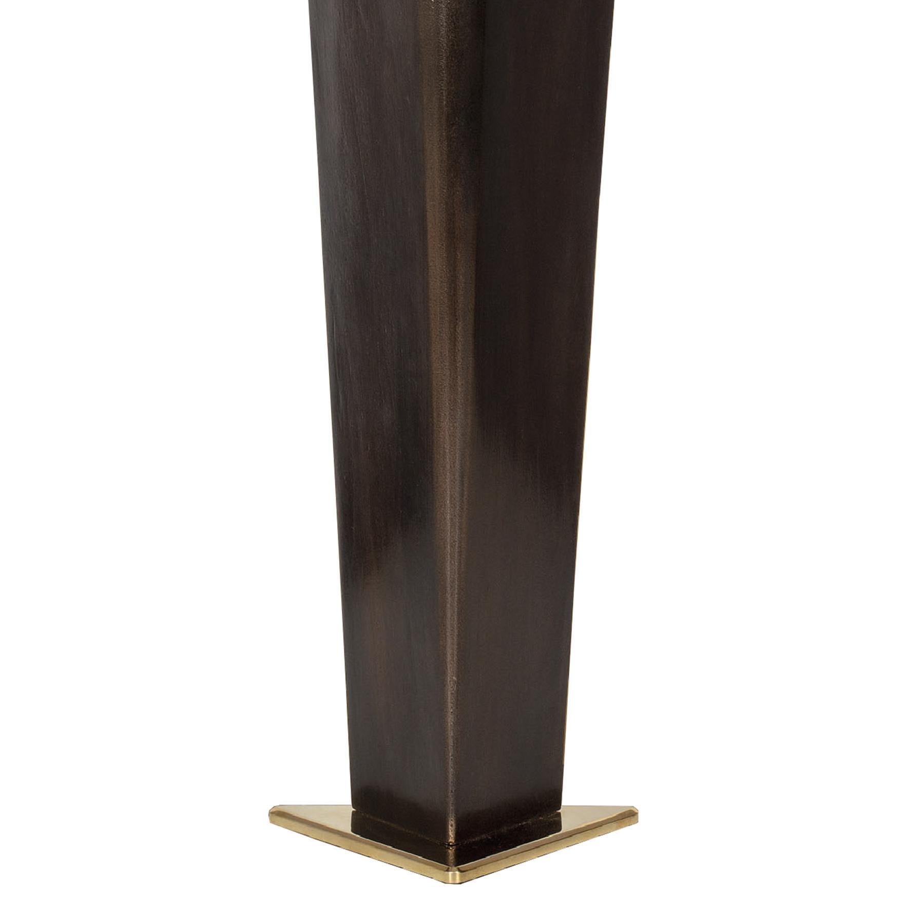 Cast Pillar Bronze Table Lamp For Sale