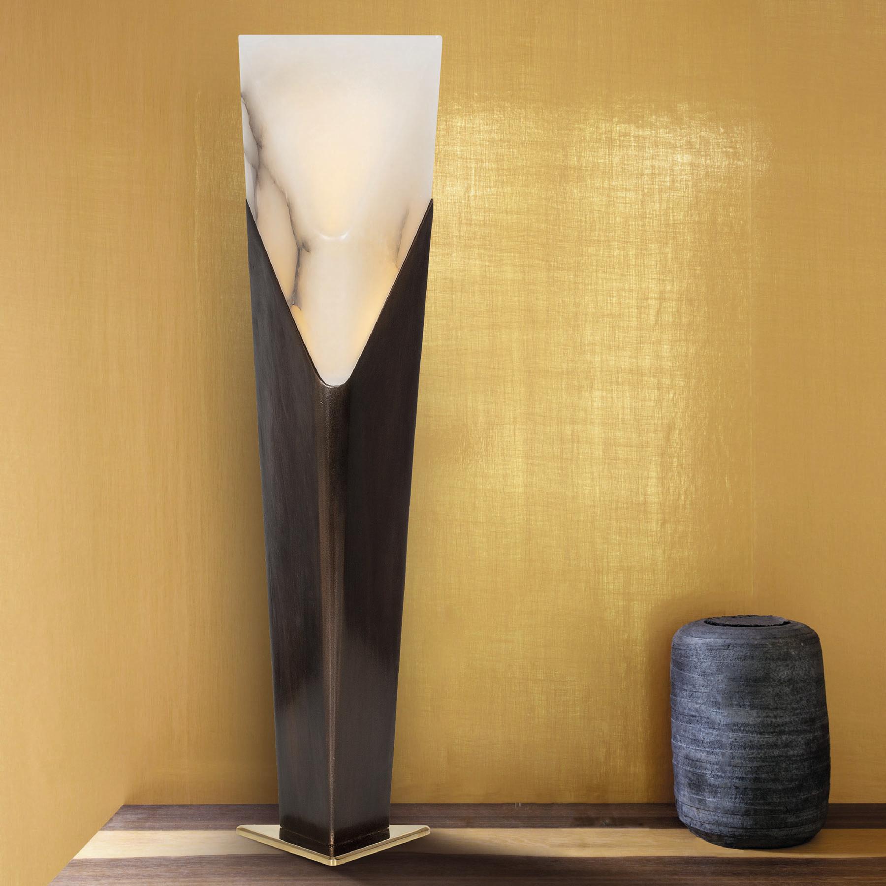 Contemporary Pillar Bronze Table Lamp For Sale