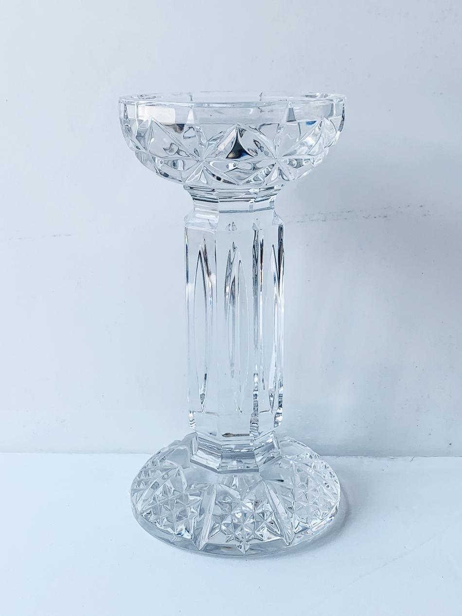 Waterford crystal Balmoral pillar candle holder. Use this to display your favorite votive candle or other decor. 

No chips or cracks.

Measurements:
7.50 inches high x 4 inches base diameter x 3.75 inches top diameter.
 