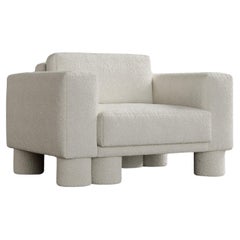 Chaise moderne en tissu bouclé blanc souple