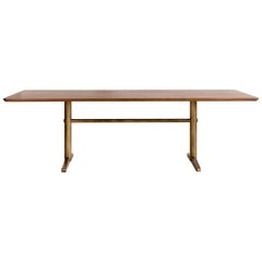 Pillar Dining Table in Walnut and Brushed Brass by Fort Standard