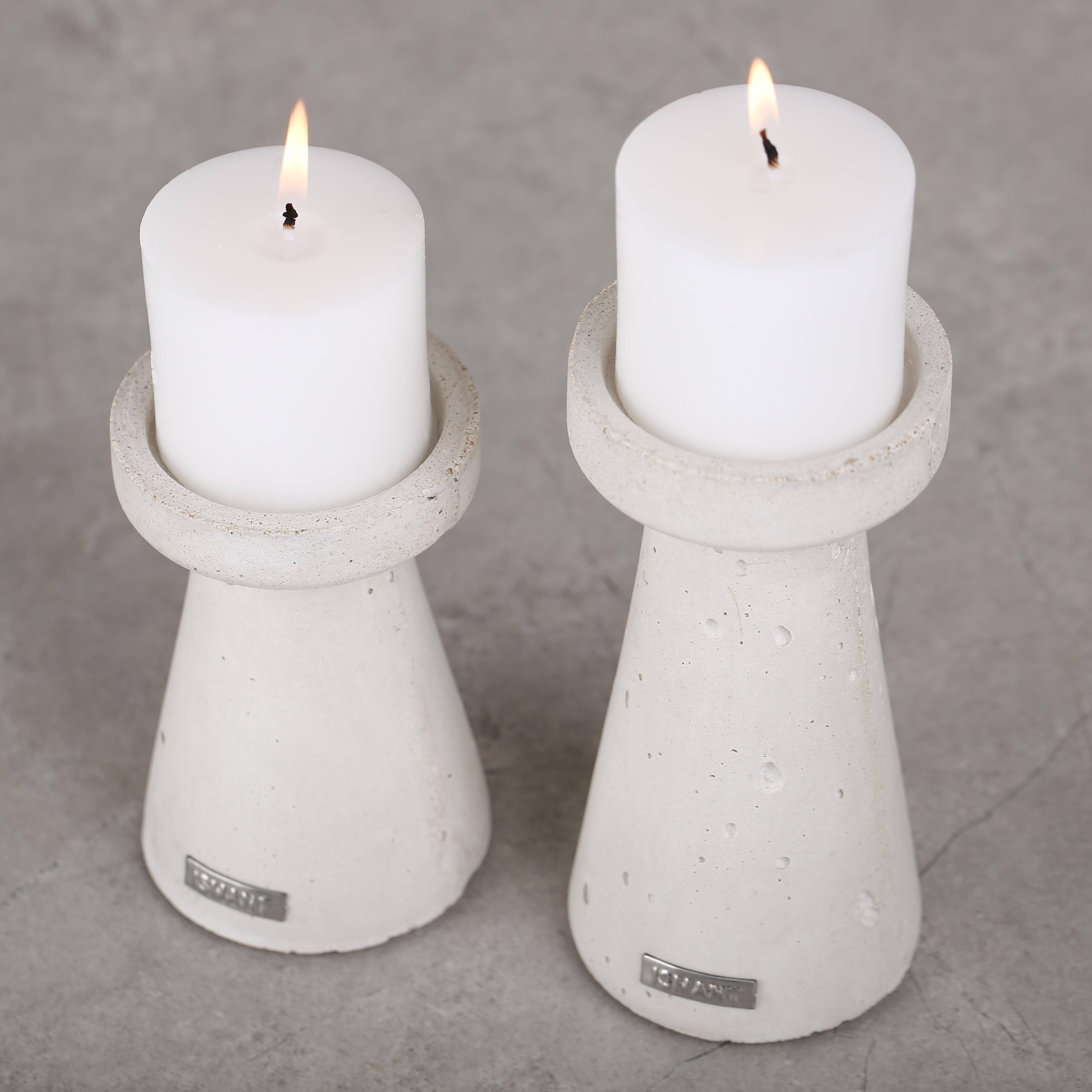 Modern Pillar Duo Concrete Candle Holders For Sale