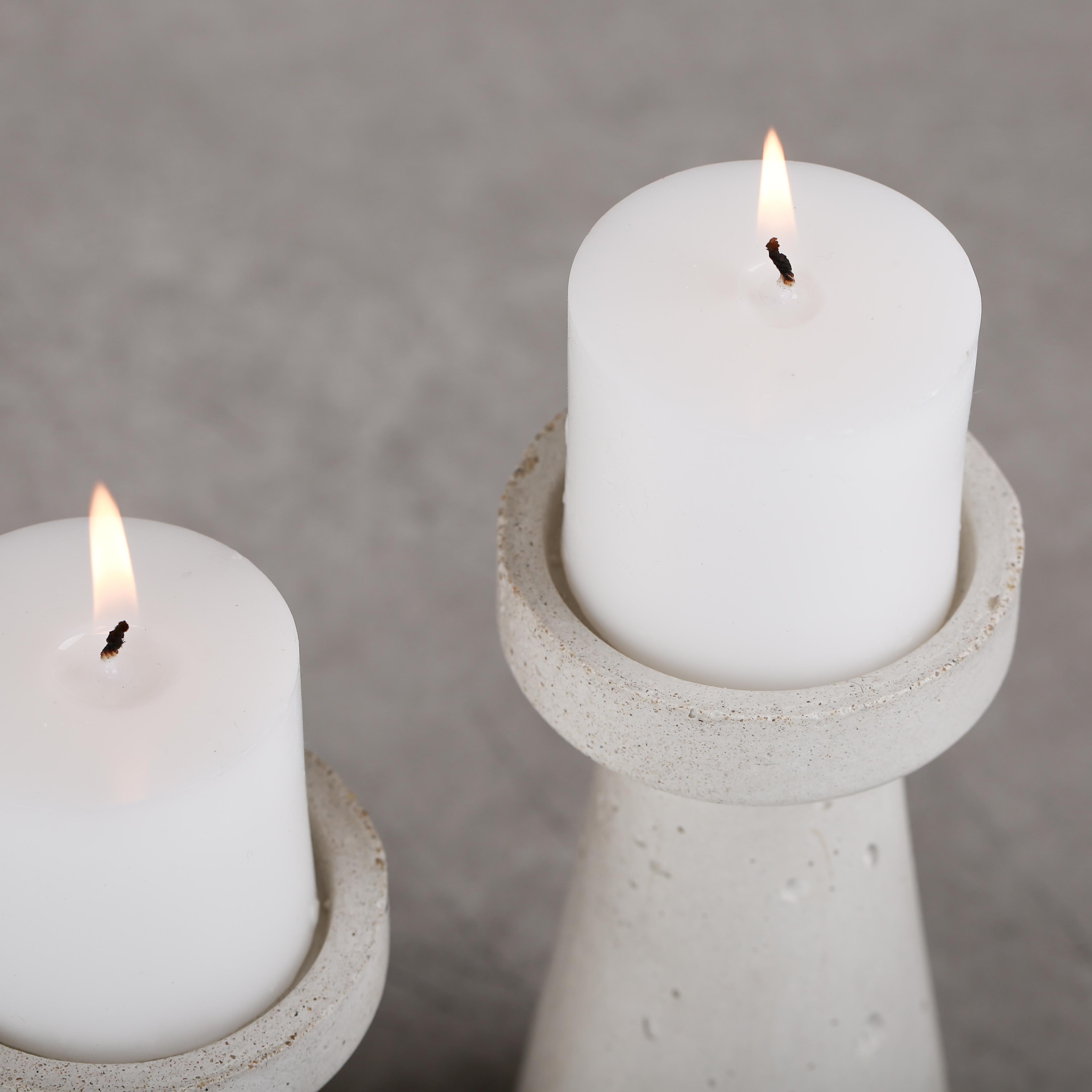 Tunisian Pillar Duo Concrete Candle Holders For Sale