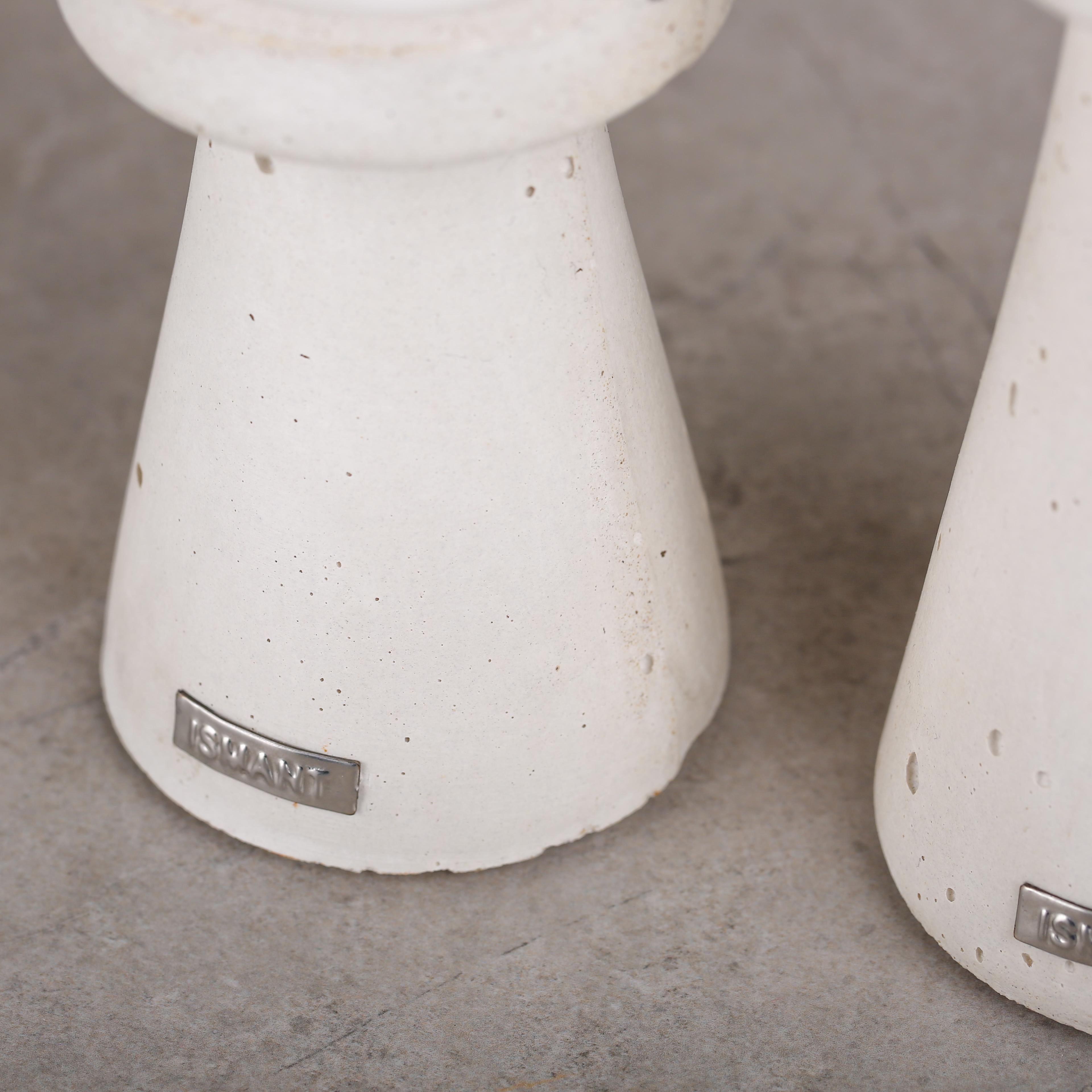 Molded Pillar Duo Concrete Candle Holders For Sale