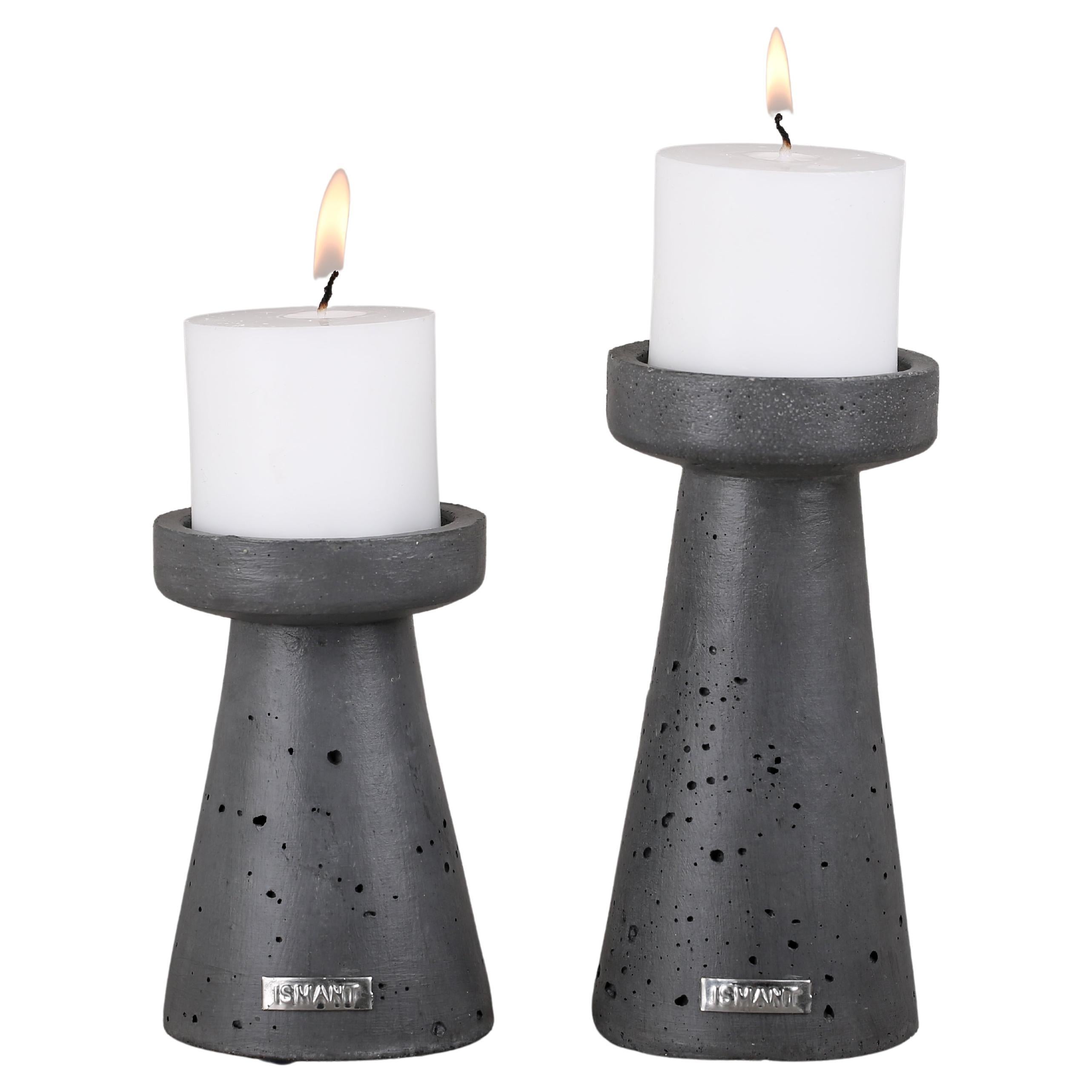 Pillar Duo Concrete Candle Holders For Sale