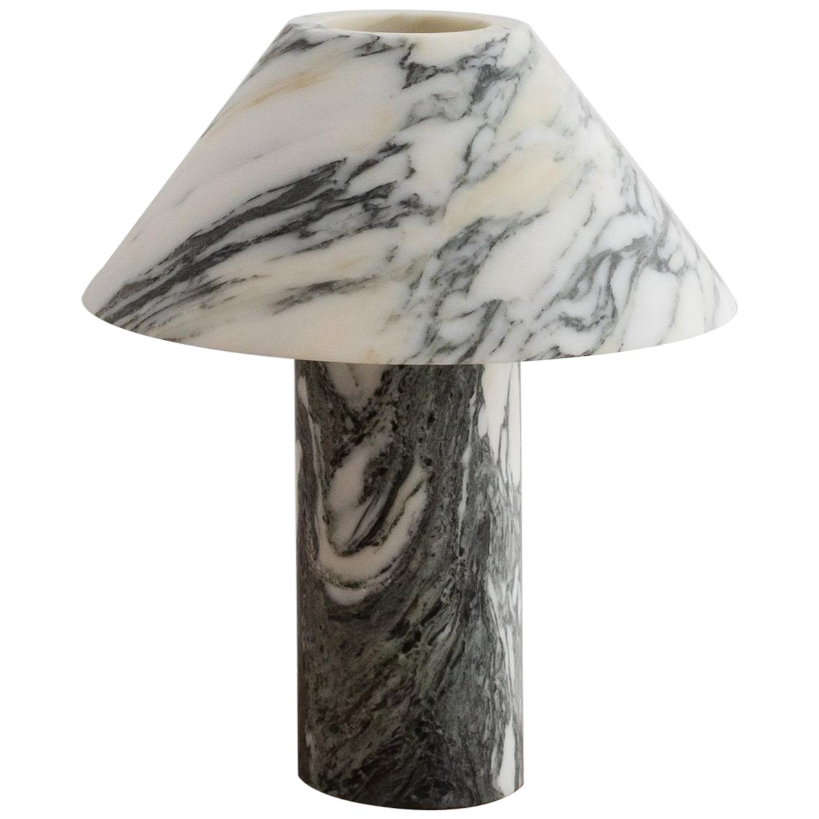 Pillar Lamp in Arabescato Marble by Henry Wilson