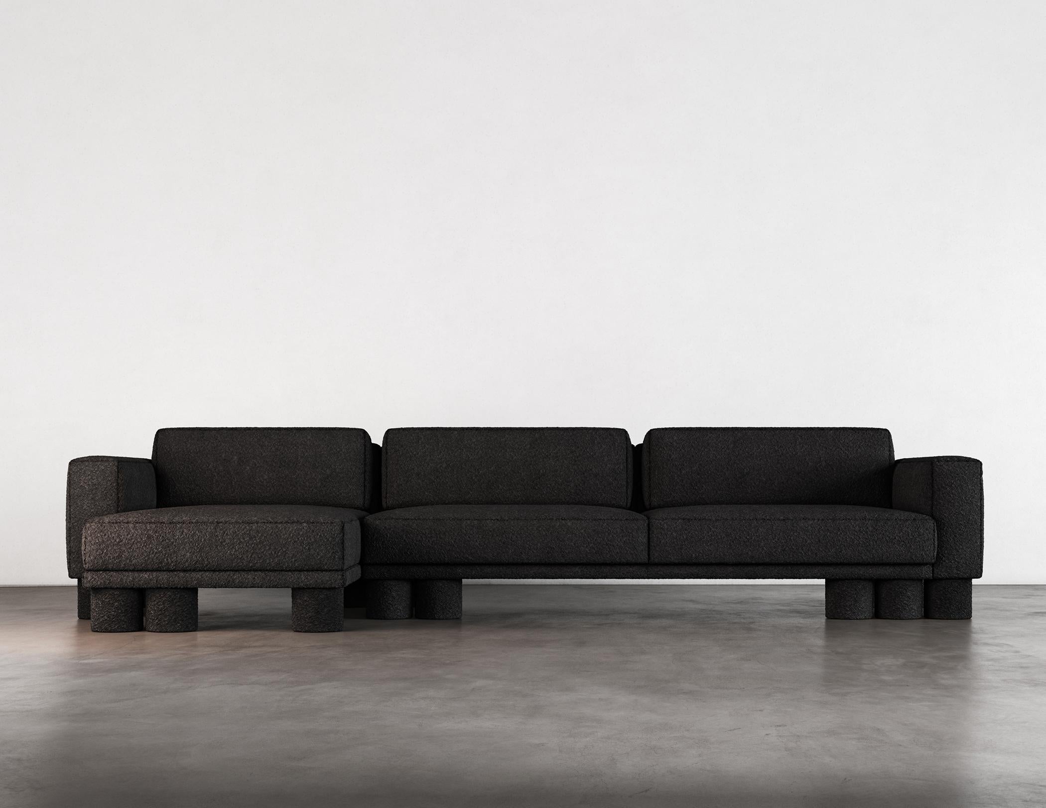 Contemporary PILLAR SECTIONAL - Modern design in Black Boucle For Sale