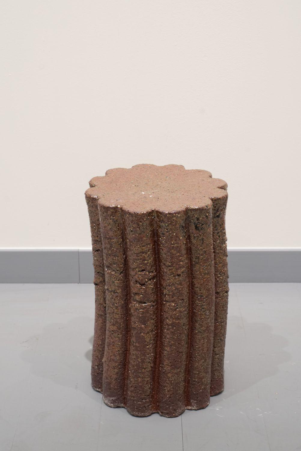Modern Pillar Stool, Brown, Short by Milan Pekař