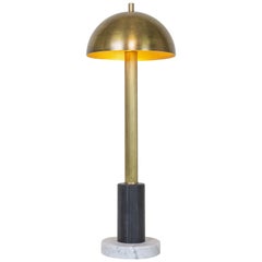 Lámpara de mesa de columna, lámpara contemporánea, latón antiguo, mármol by Kalin Asenov