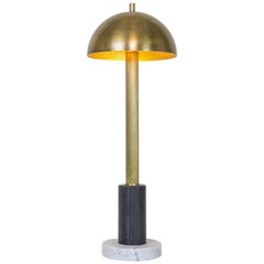 Säule Tischlampe:: Zeitgenössische Lampe:: Antikes Messing:: Marmor von Kalin Asenov