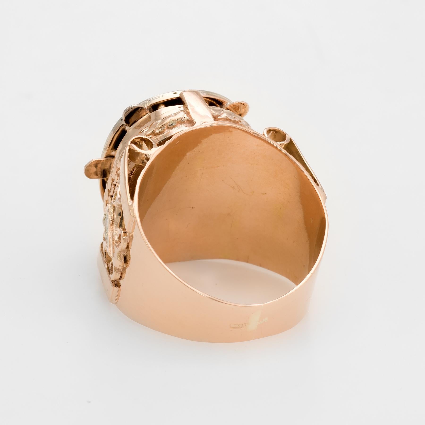 Pillbox Ring Öffnet 14 Karat Gold Diamant Cocktail Ring Geheimfach im Zustand „Hervorragend“ in Torrance, CA