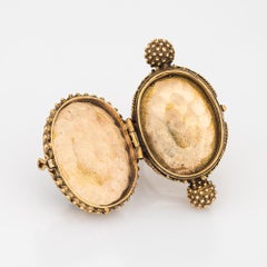 Pillbox Ring Vintage 14k Yellow Gold Onyx Jewelry Opens Secret Compartment