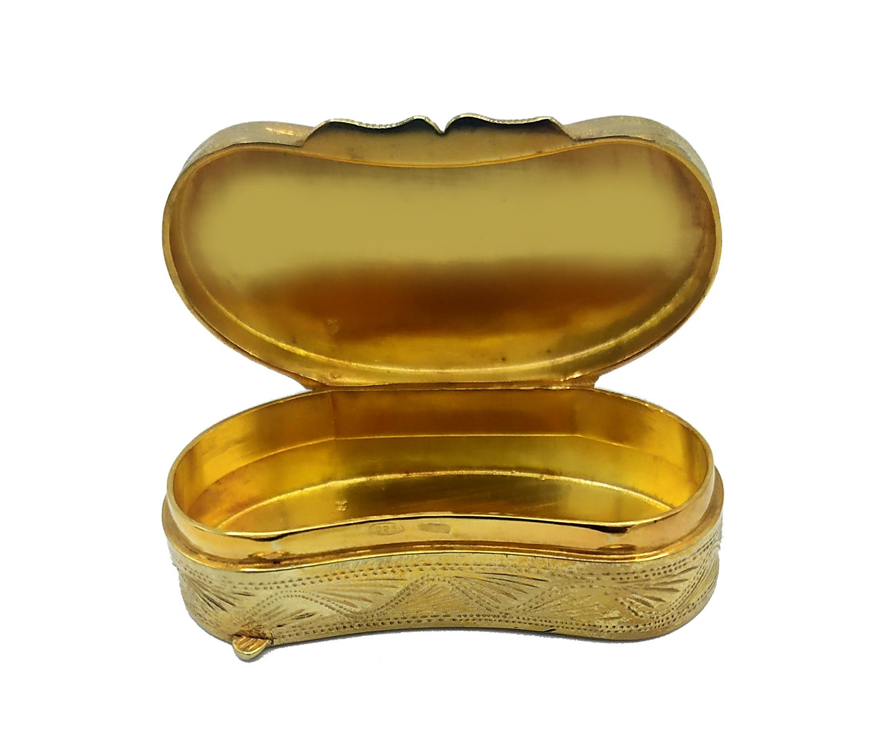 Italian Pillbox Shaped with Hand-Painted Miniature in Louis XVI Style Salimbeni