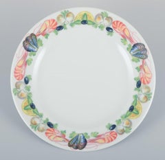 Pillivuyt, France.  Four large dinner plates in porcelain with seafood motif