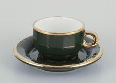 Pillivuyt, France. Four pairs of coffee cups with saucers. “Green Bistro"