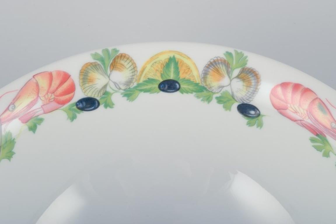 Late 20th Century Pillivuyt, France. Large porcelain bowl with seafood motif. Approx. 1970s For Sale