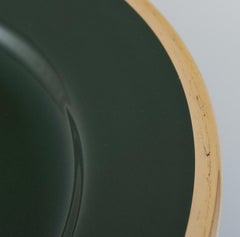 Pillivuyt, France. Set of twelve porcelain cake plates. “Green Bistro”.